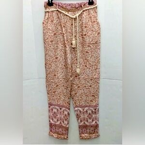 Anthropologie Ollari Nude Taper Neutral Cheetah Rope Pants Joggers